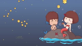 十二星座之双鱼座卡通桌面壁纸