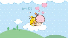 蘑菇点点新年卡通桌面壁纸