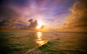海边夕阳黄昏唯美风景桌面壁纸