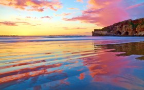海边夕阳黄昏唯美风景桌面壁纸