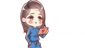 美女明星李沁卡通形象桌面壁纸