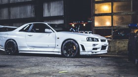 白色白色战神 GTR R34汽车桌面壁纸
