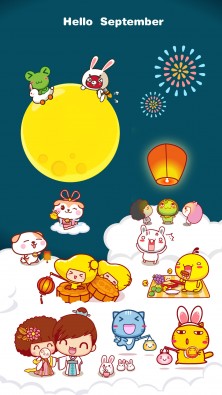 卡通中秋节手机桌面壁纸