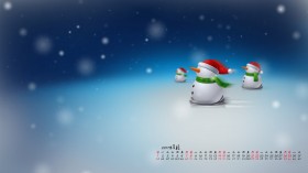 2017年1月可爱雪人日历桌面壁纸