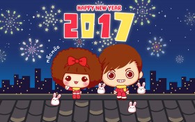 2017年新年卡通人物桌面壁纸