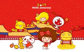 2017年新年卡通人物桌面壁纸