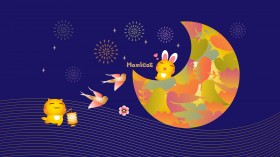 哈咪猫中秋节卡通桌面壁纸