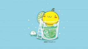 油爆叽丁清凉夏日可爱卡通桌面壁纸