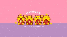可爱卡通哈咪猫新年愿望桌面壁纸