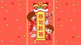 2018年春节摩丝摩丝卡通桌面壁纸
