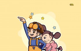 酷杰的科学之旅卡通桌面壁纸