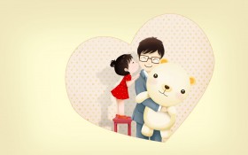 父亲节温馨有爱卡通桌面壁纸