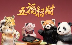 新年五福招财创意桌面壁纸