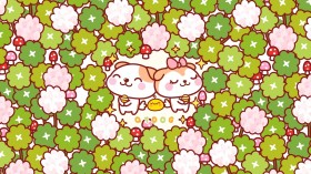 和秋田君一起春游卡通桌面壁纸