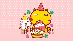 哈咪猫生日快乐卡通桌面壁纸