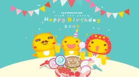 哈咪猫生日快乐卡通桌面壁纸