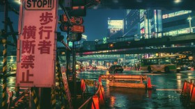 日本街头夜景风景桌面壁纸