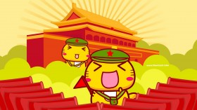 《哈咪猫爱祖国》可爱卡通桌面壁纸